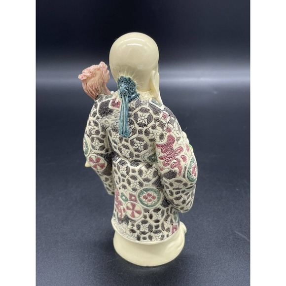 Vintage Chinese God Of Longevity Shu Xing Figure Statue Sculpture Resin Stars - Picture 4 of 5